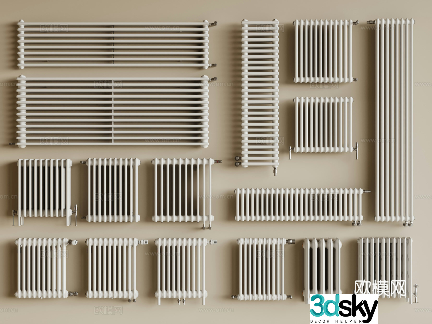 Modern radiator Heating pipe 3d model