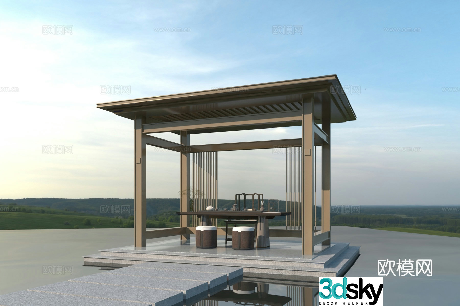 New Chinese style pavilion 3D model