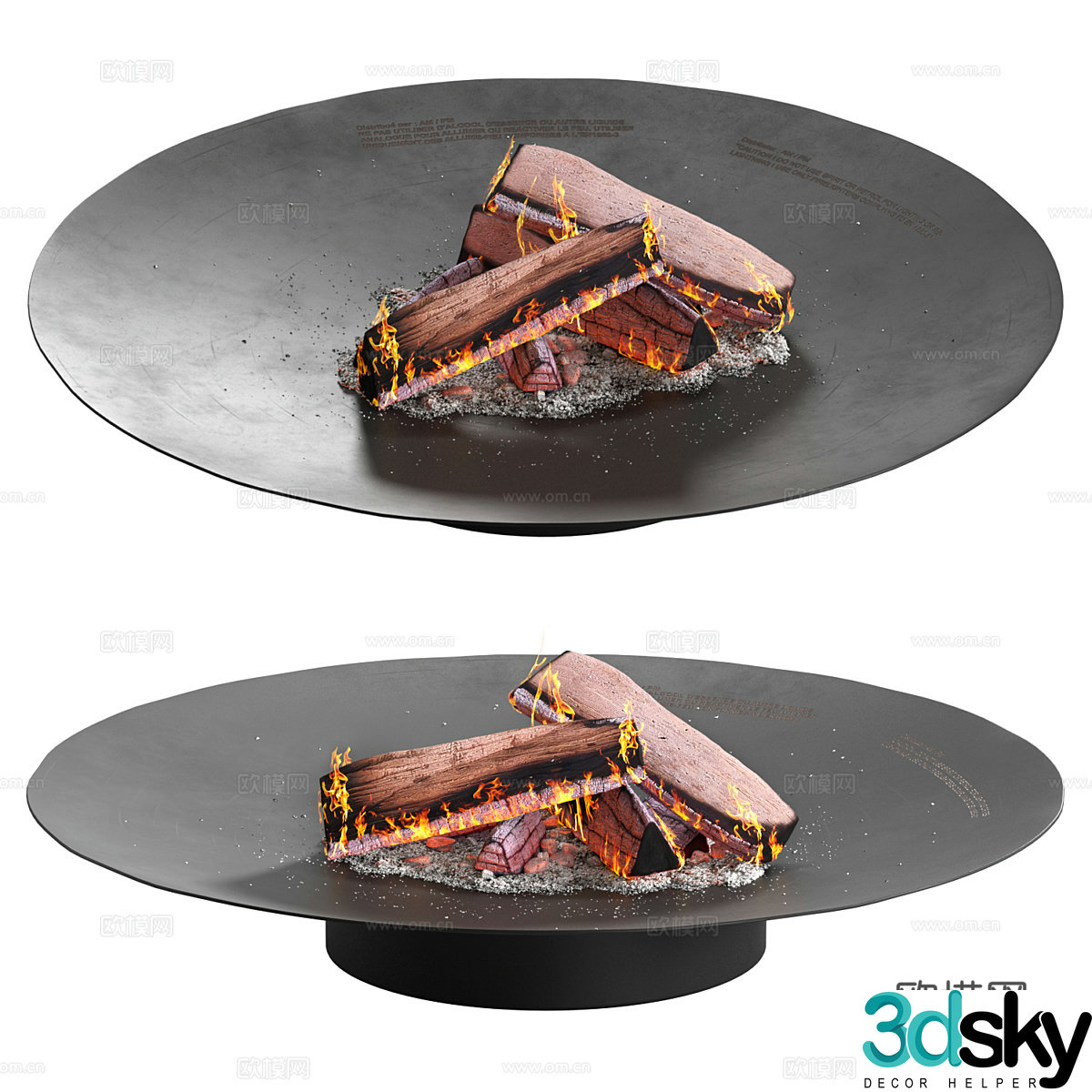 Modern minimalist brazier fireplace 3d model