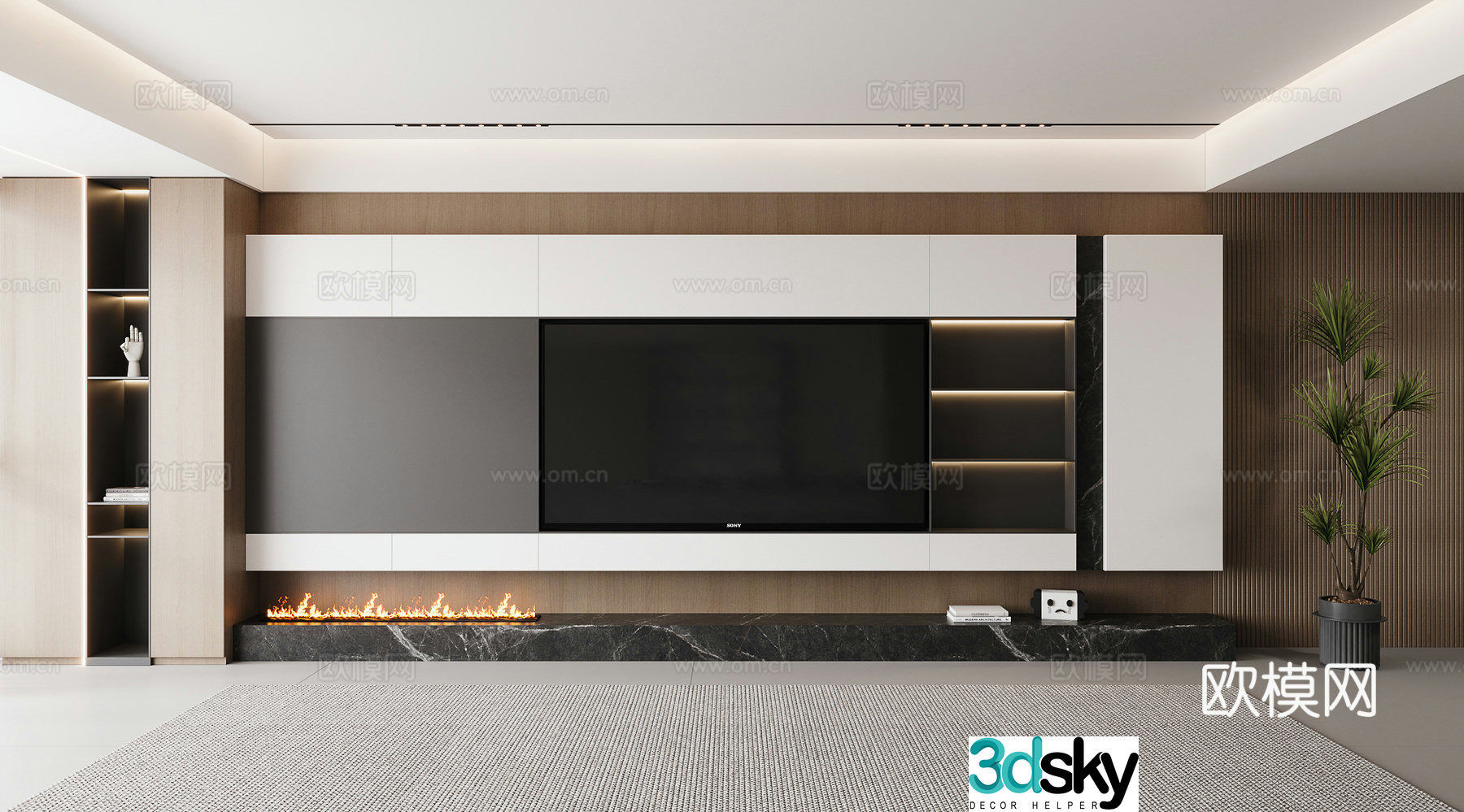 Italian TV background wall 3d model