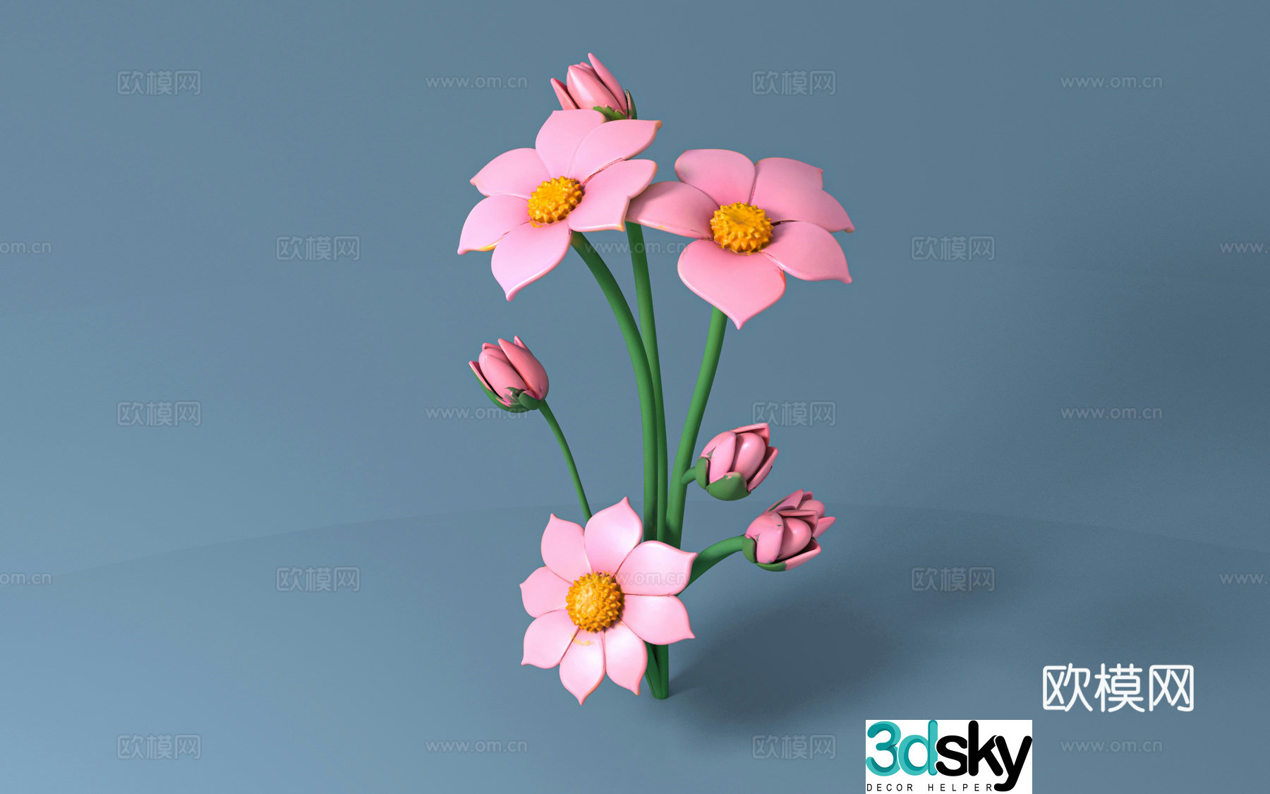 Bouquet of fake flowers flowers beautiful decoration cartoon flowers cartoon style beautiful props 3D model