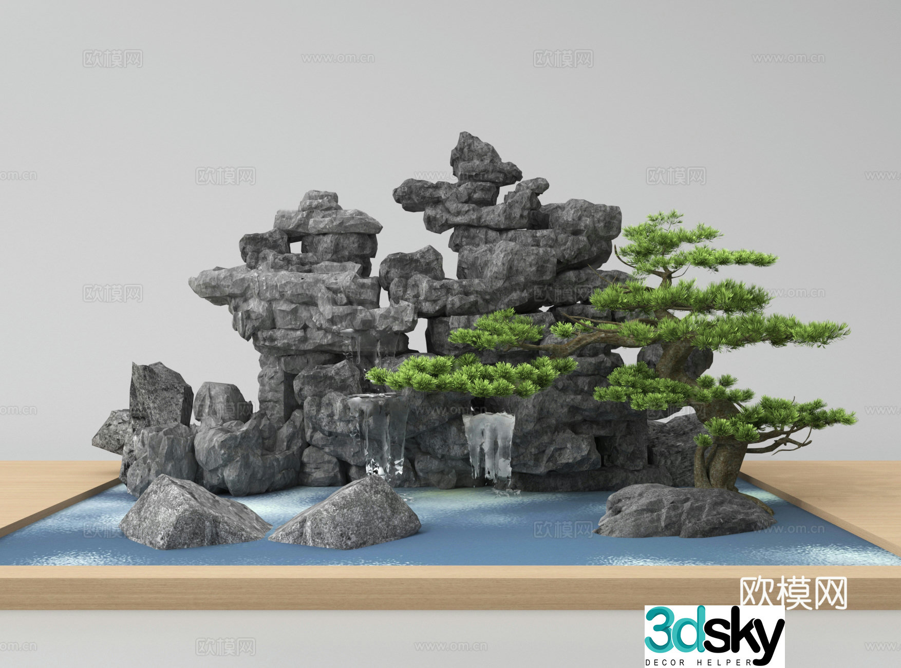 Garden landscape stone landscaping landscape sketch rockery stone landscape 3d model