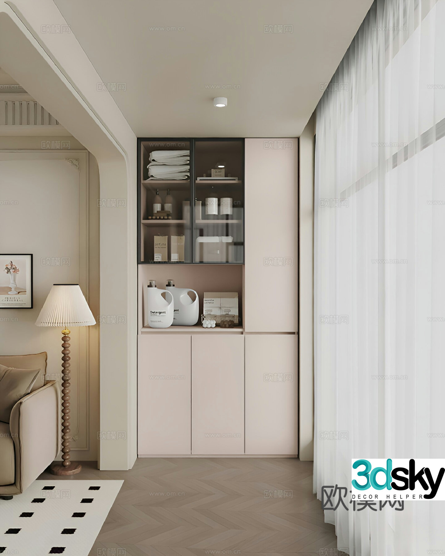 Modern cream balcony balcony balcony cabinet cabinet 3d model