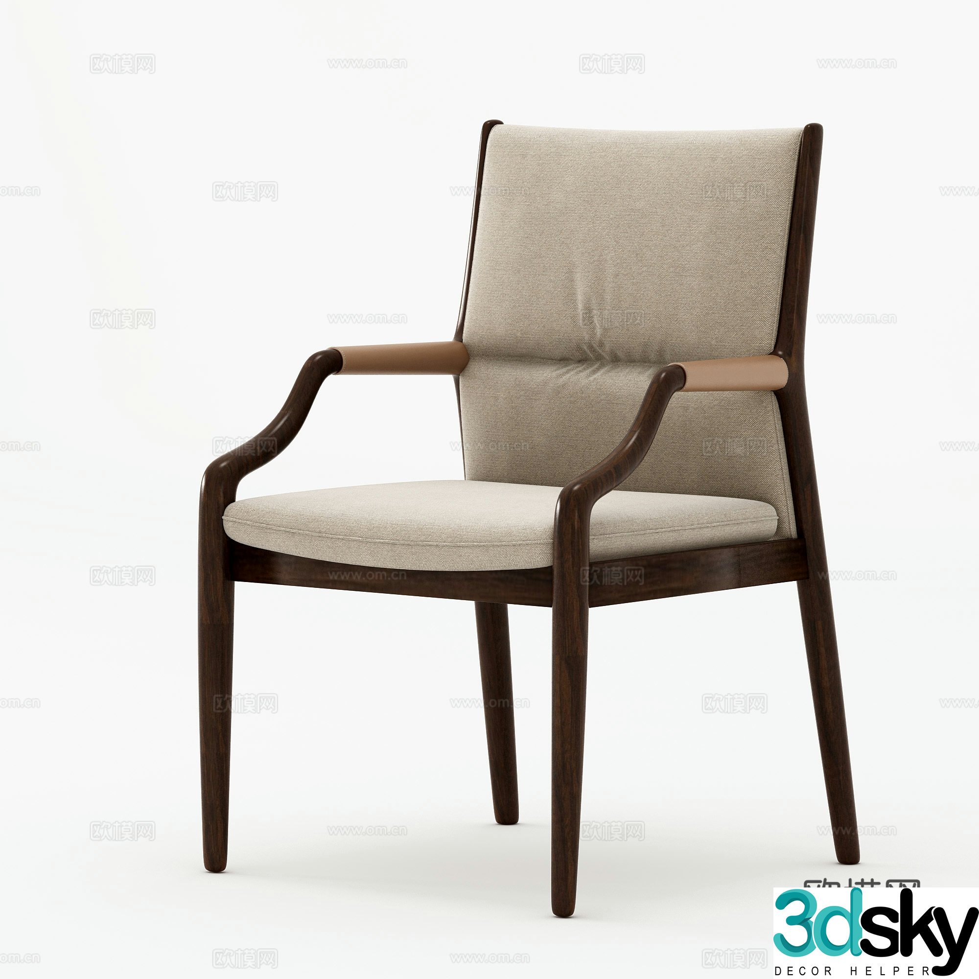 New Chinese dining chair single chair book chair model 3d model