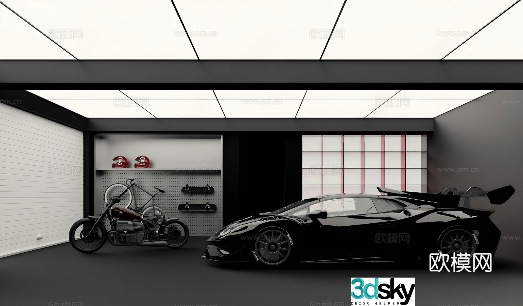 Modern industrial vehicle exhibition hall car garage car 33d model
