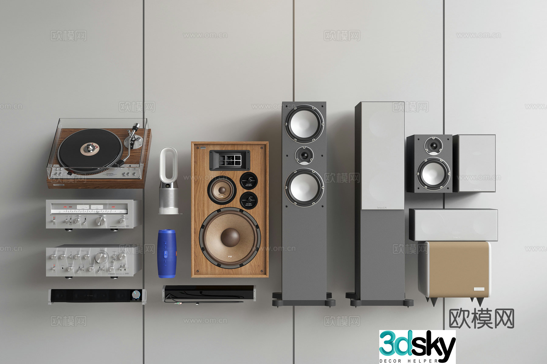 Audio combination Speaker combination Subwoofer Speaker Record player Audio and video equipment 3D model