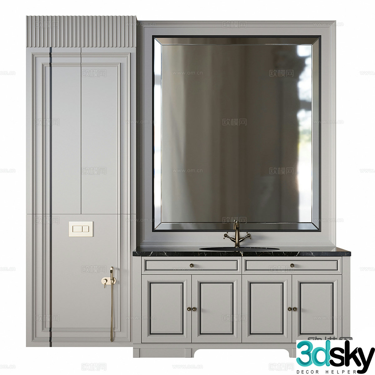 Modern light luxury bathroom cabinet 3D model