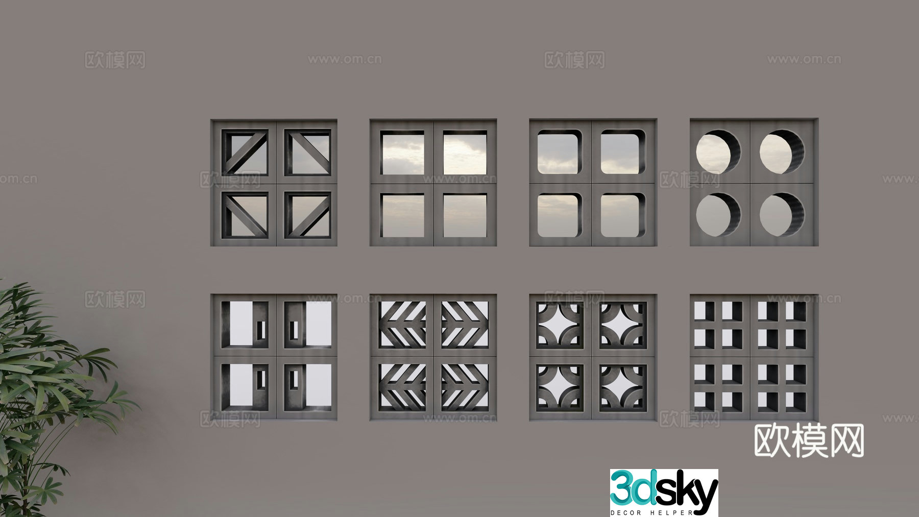 Modern building materials Cement brick partition wall Cement hollow brick Cement hollow partition brick Window grille 3D model