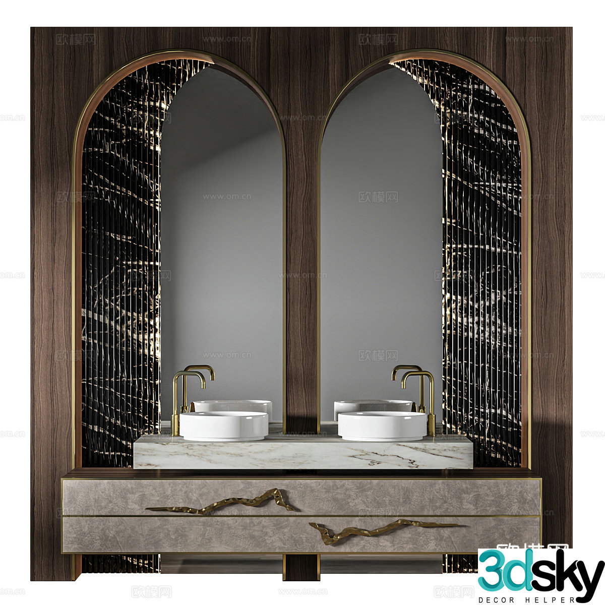 New Chinese style light luxury washbasin cabinet bathroom cabinet 3D model