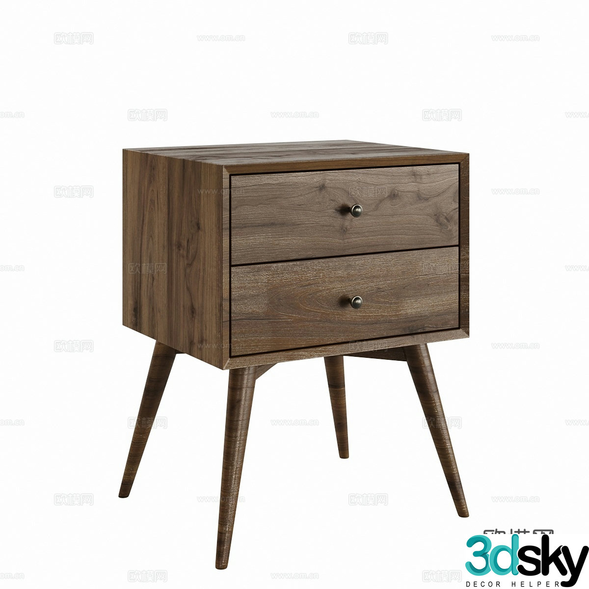 Modern Nordic log wind bedside table 3d model