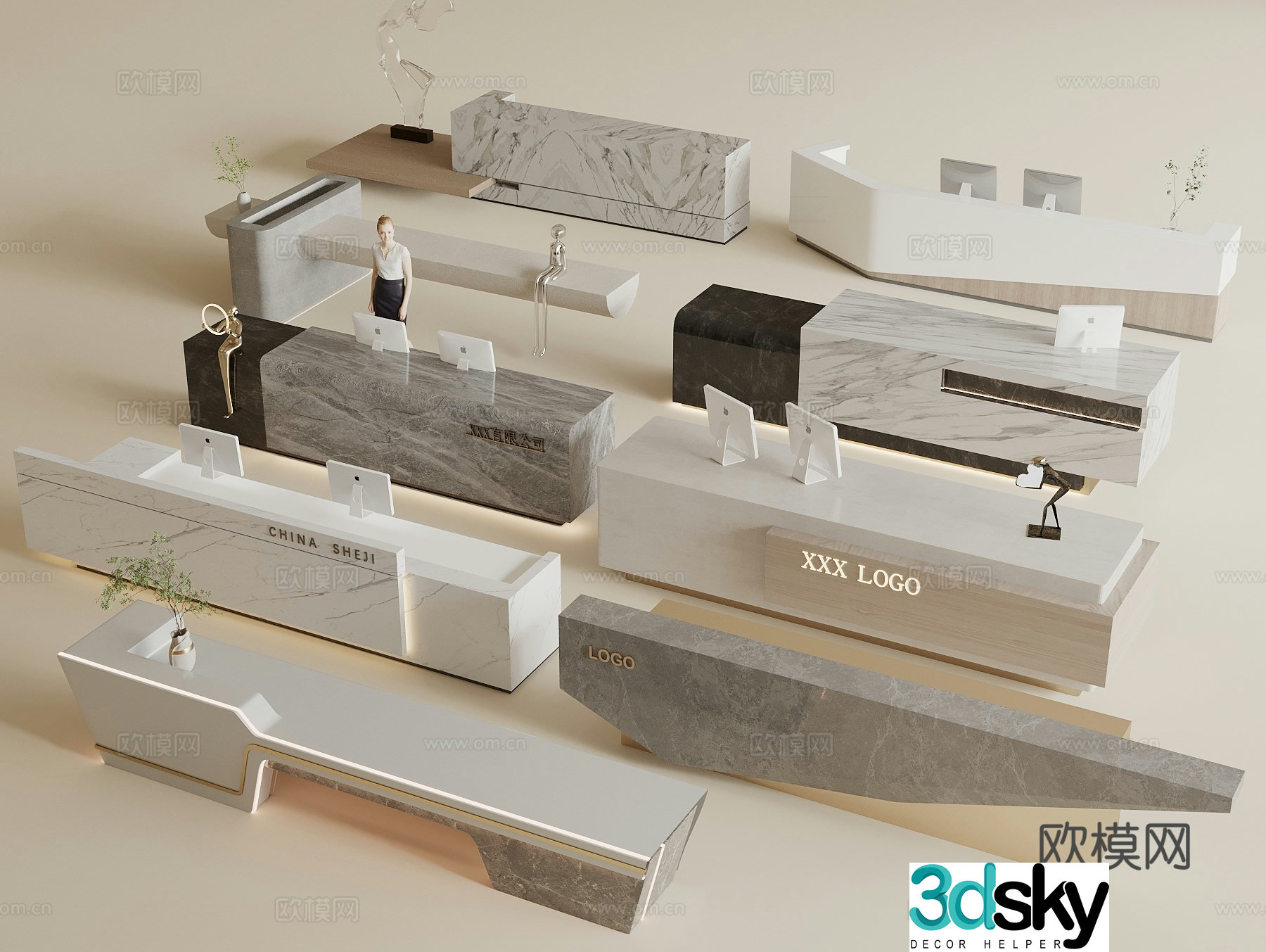 Modern reception desk Front desk Service desk Beauty salon reception Company reception desk Reception desk Service 3d model