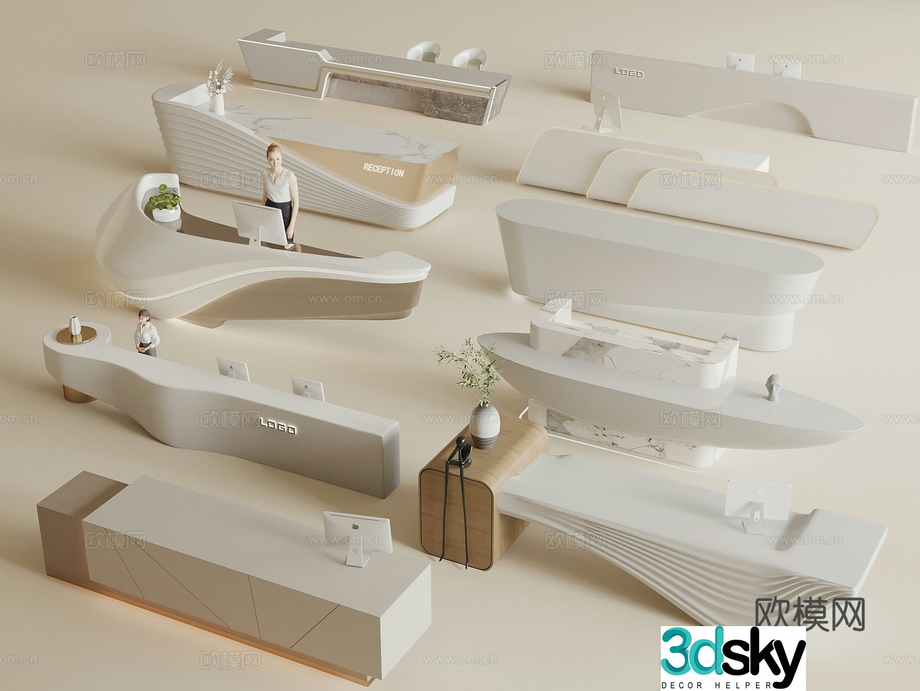 Modern reception desk Front desk Service desk Beauty salon reception Company reception desk Reception desk Service 3d model