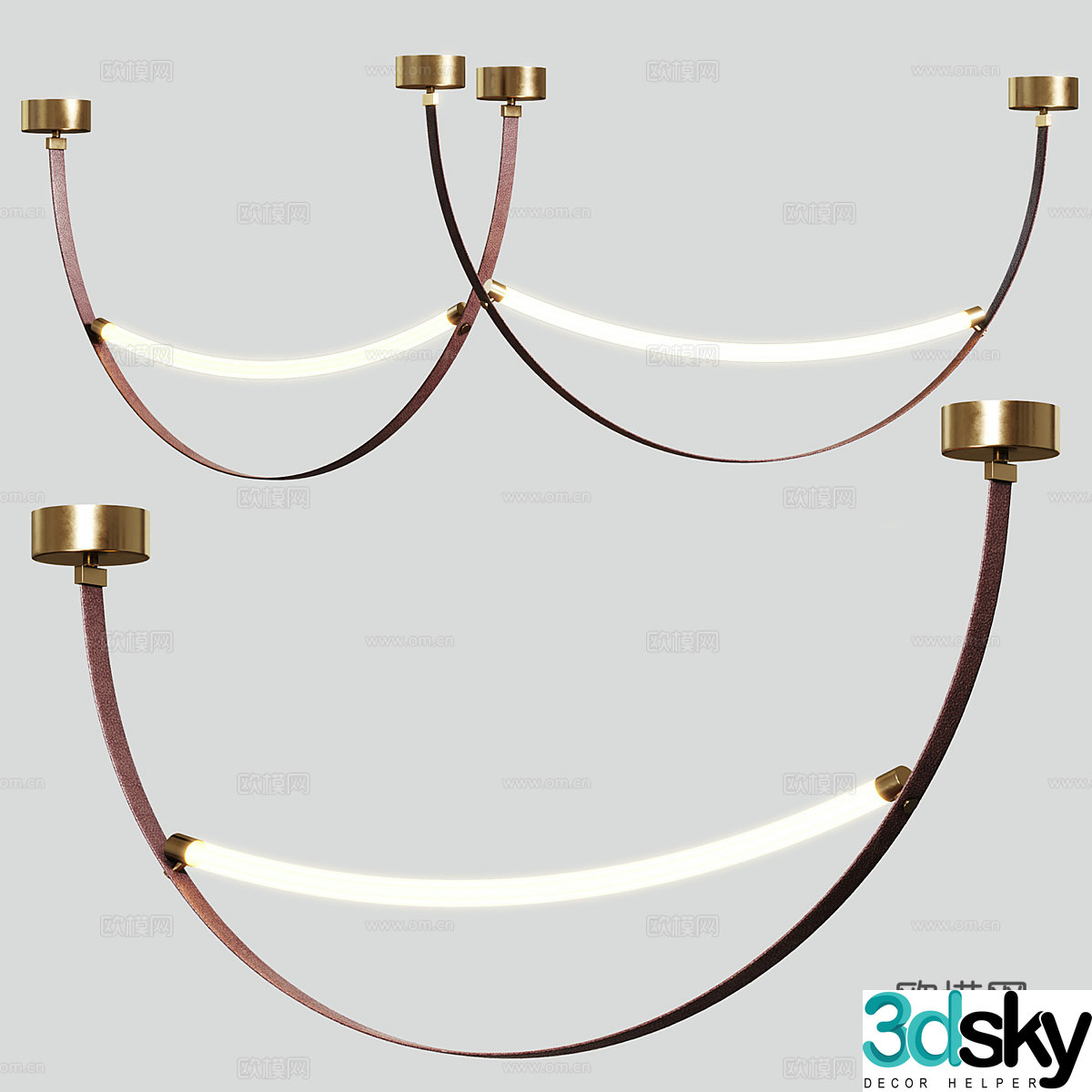 Modern Italian light luxury belt decorative chandeliers 3D model