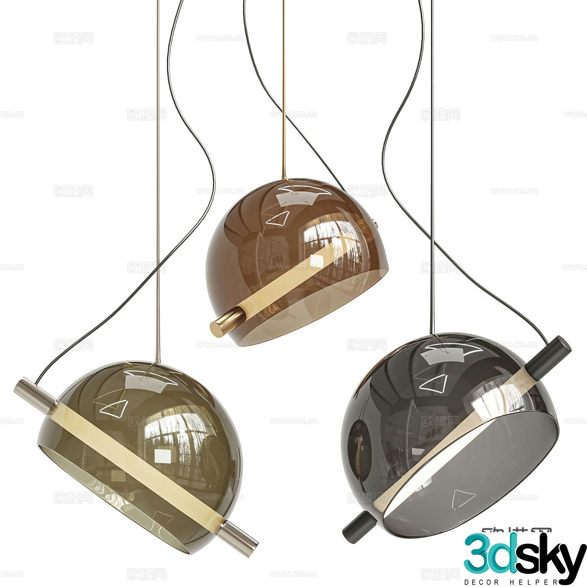 Modern light luxury minimalist decorative hanging line light 3D model
