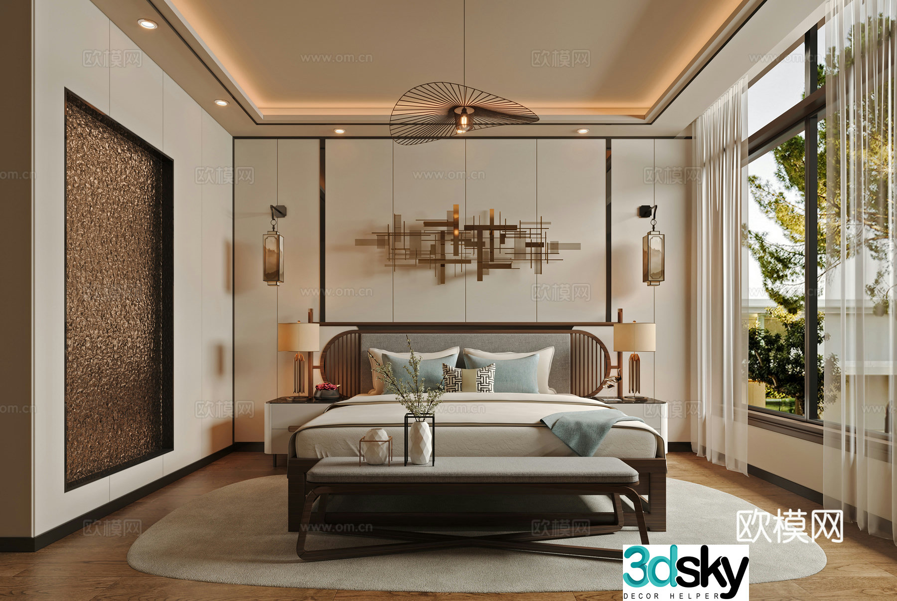 New Chinese bedroom 3D model