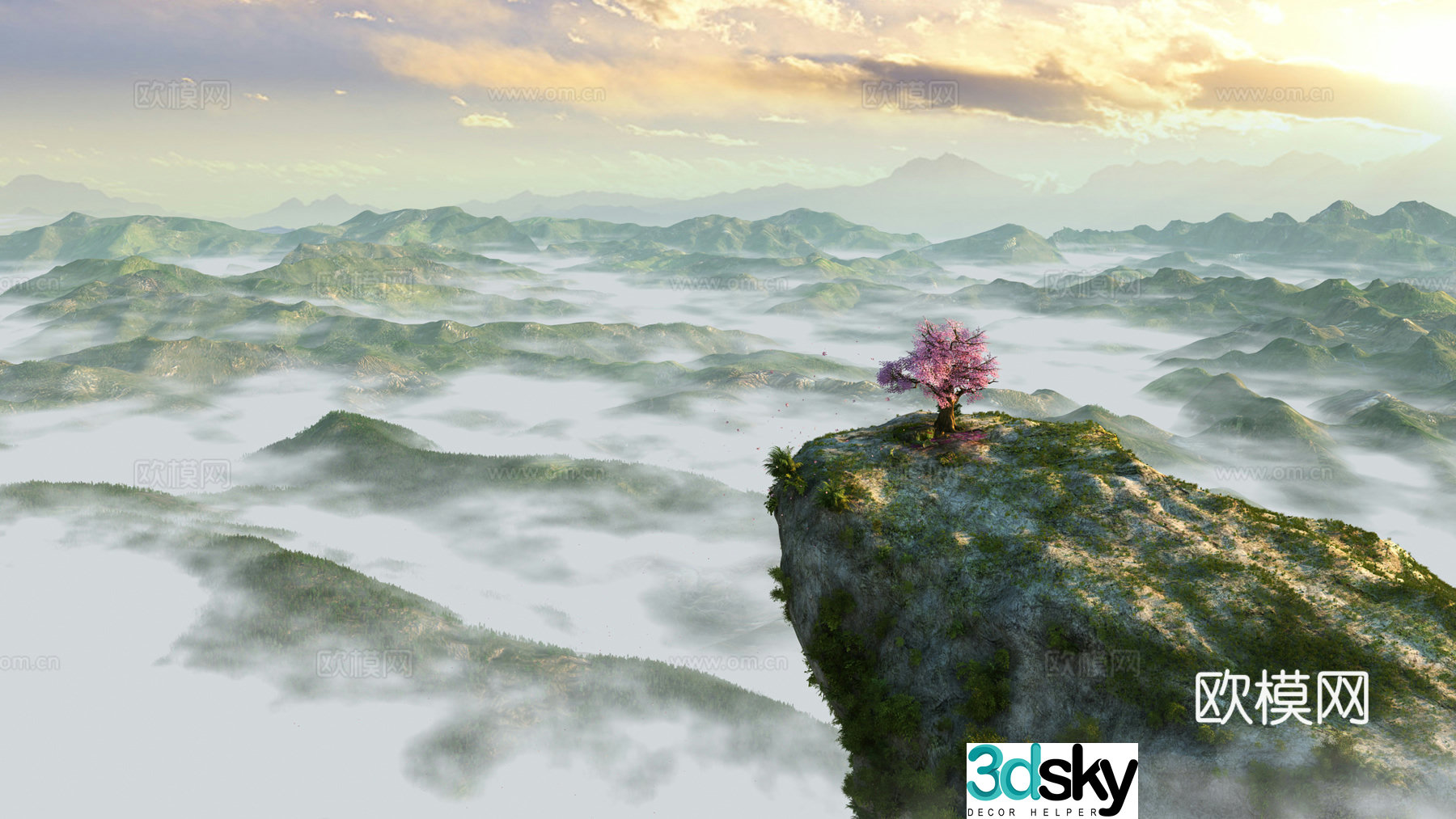 Modern cliff cloud sea landscape 3d model