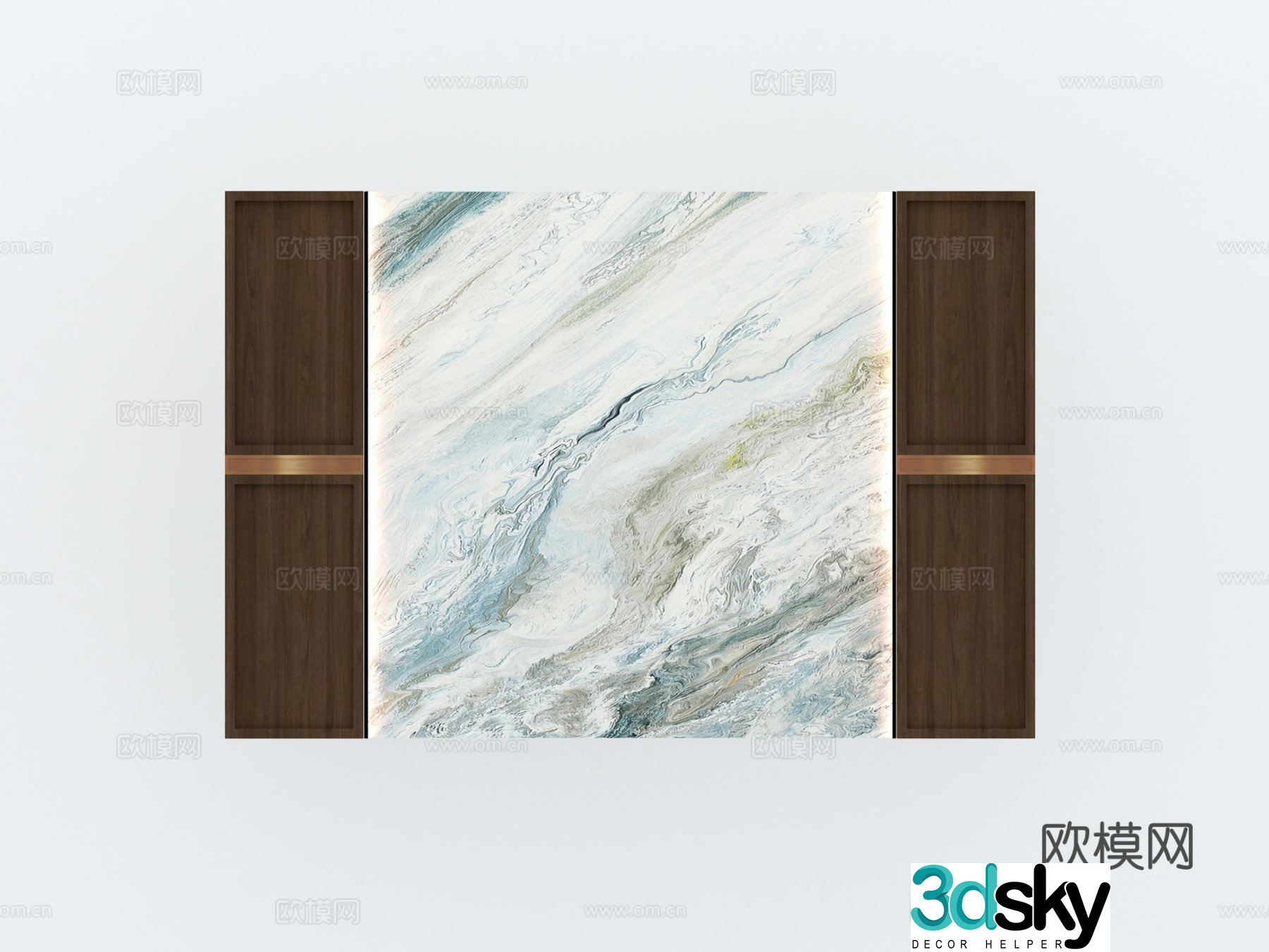 New Chinese style living and dining room TV background wall 3d model