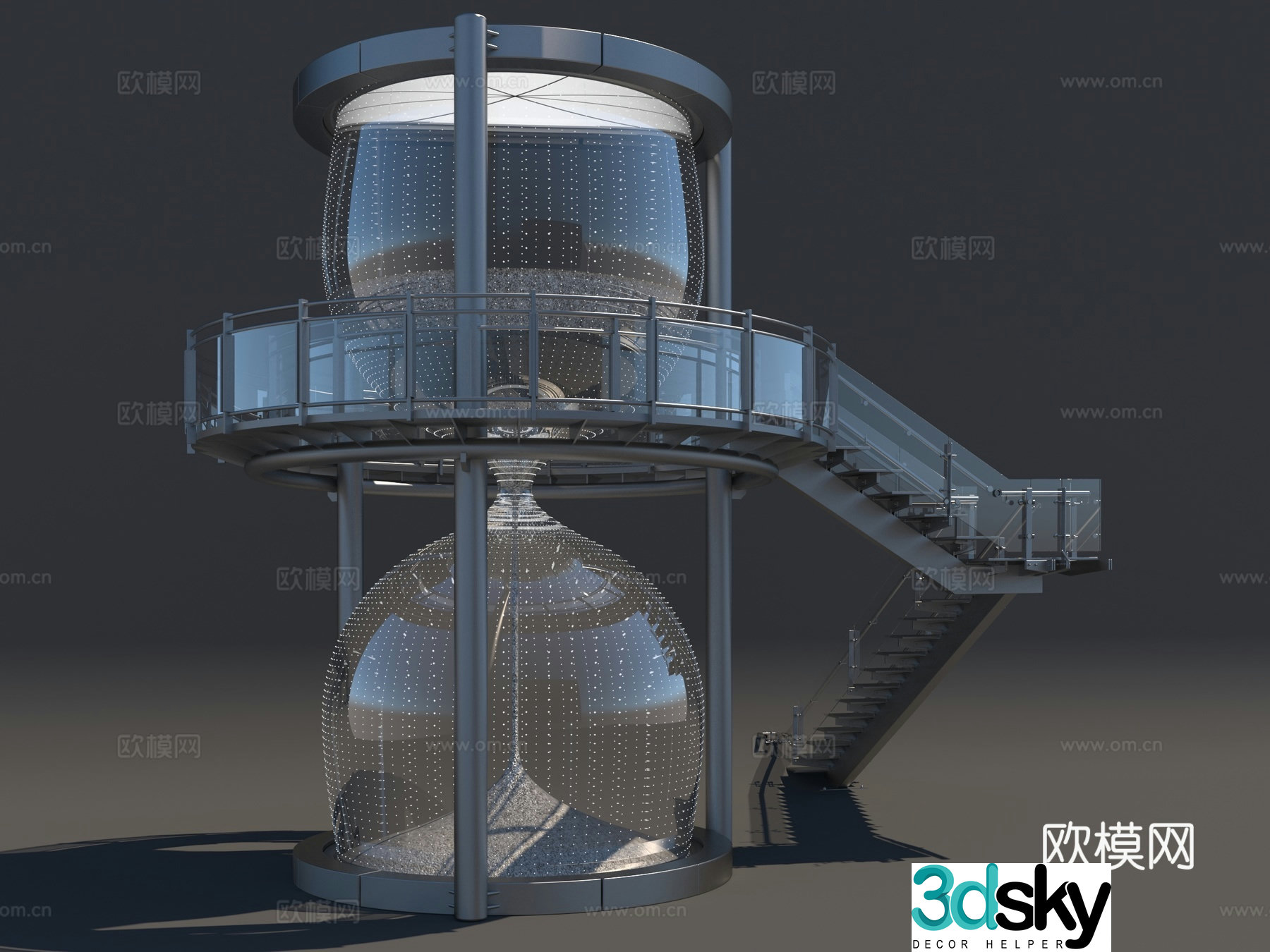 Modern style landscape architecture 3d model