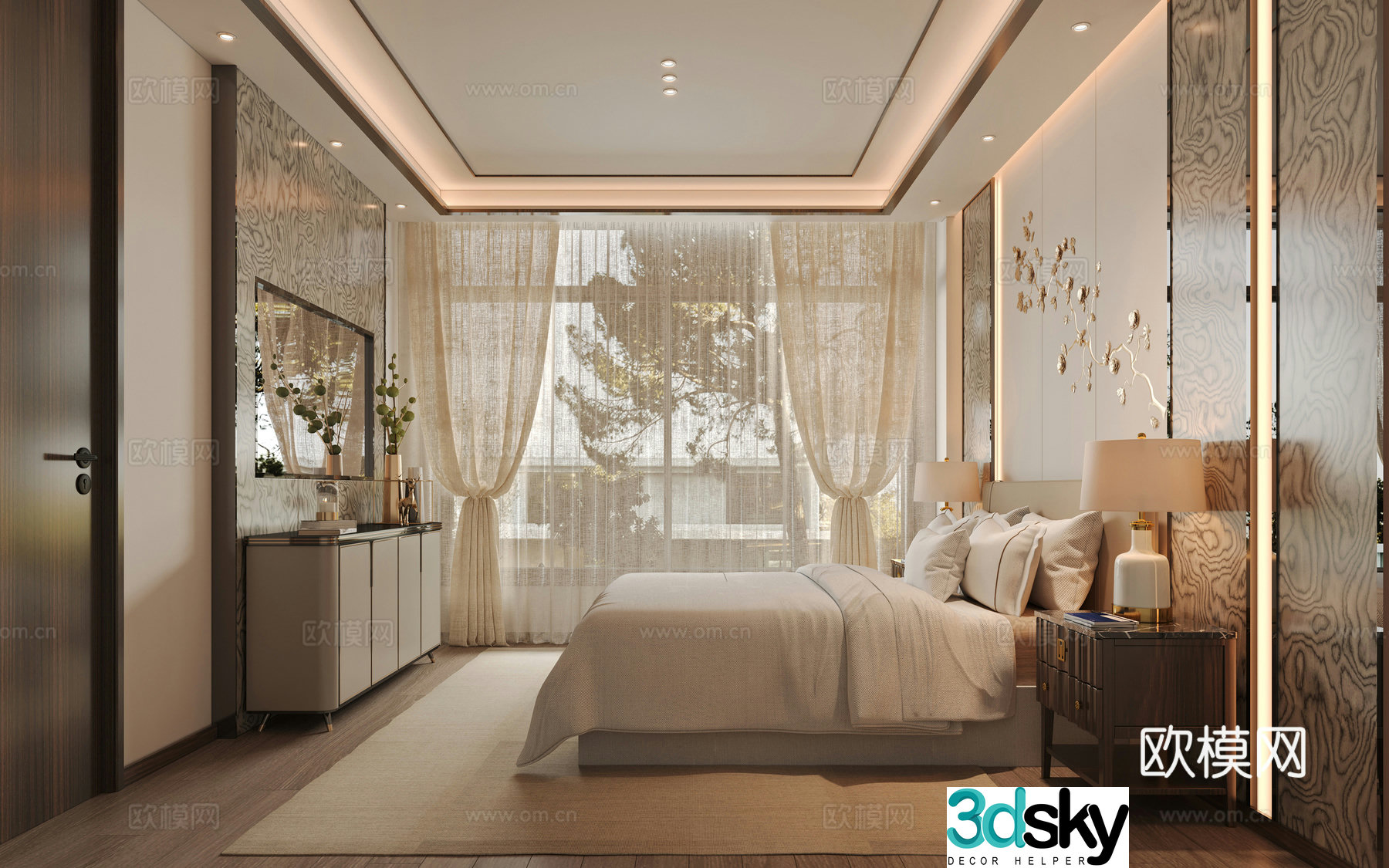 New Chinese bedroom 3D model