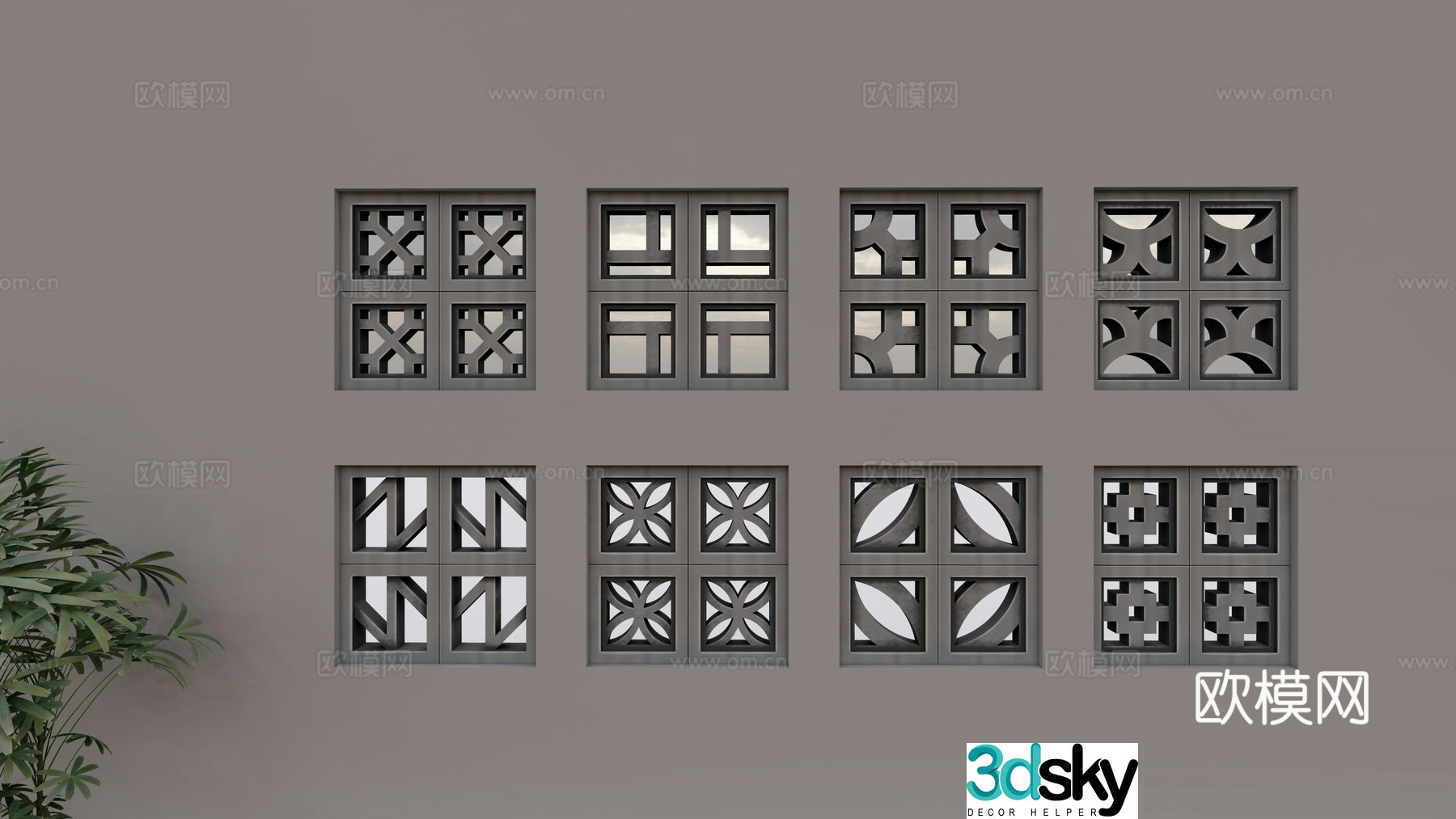 Modern building materials Cement brick partition wall Cement hollow brick Cement hollow partition brick Window grille 3D model