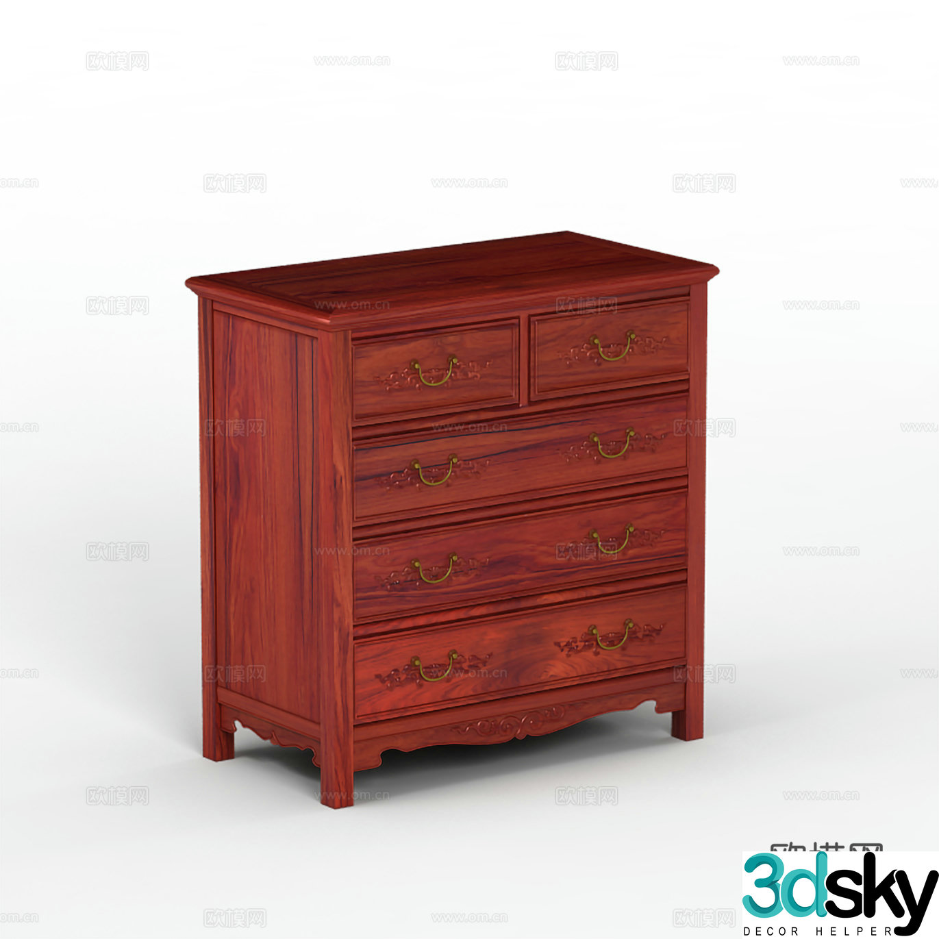 Chinese style chest of drawers side cabinet solid wood mahogany 3D model