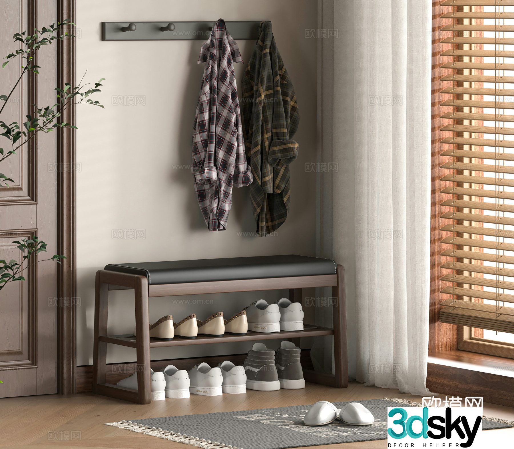 Modern shoe changing stool 3d model