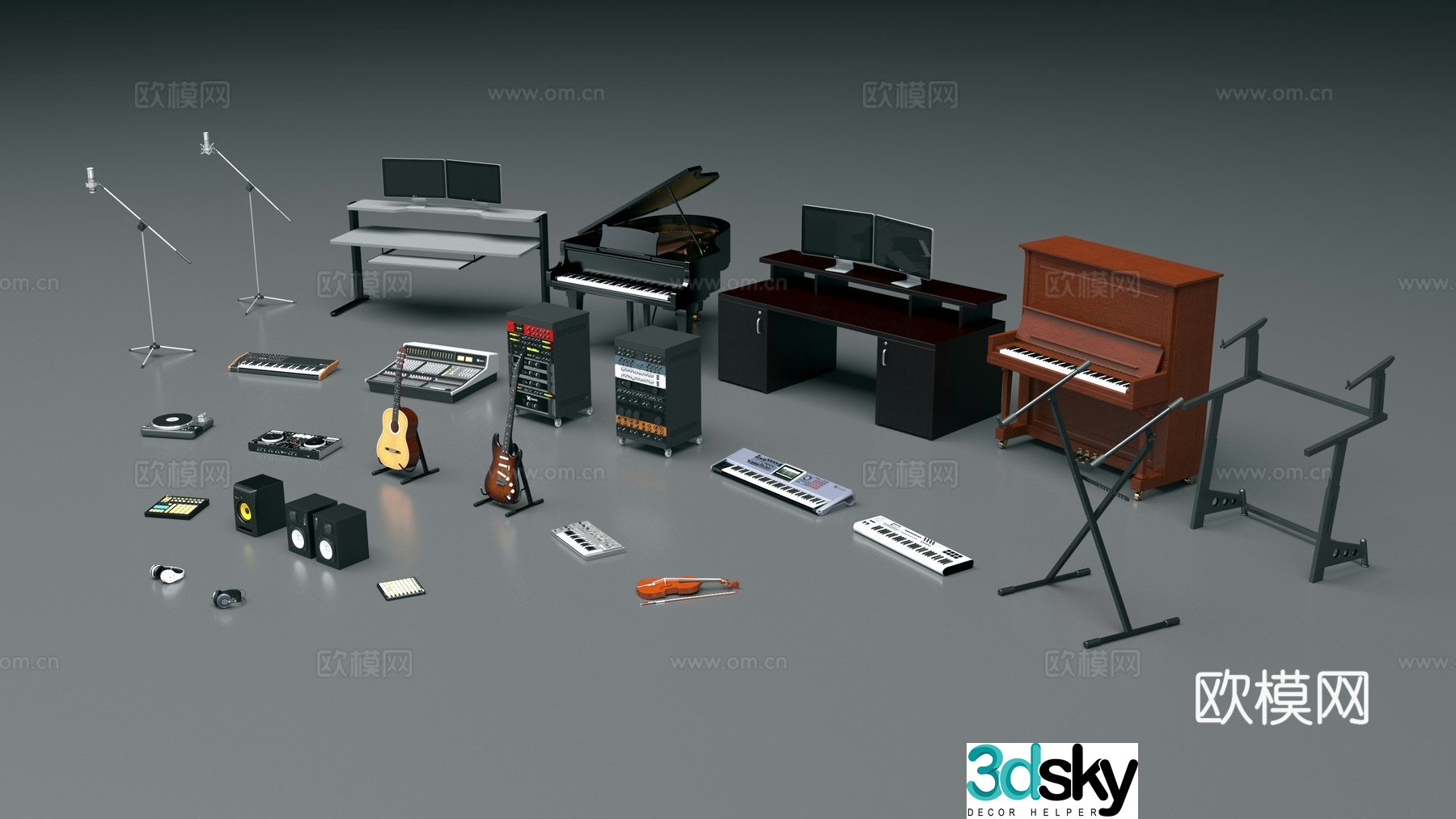 Retro music equipment 3d model