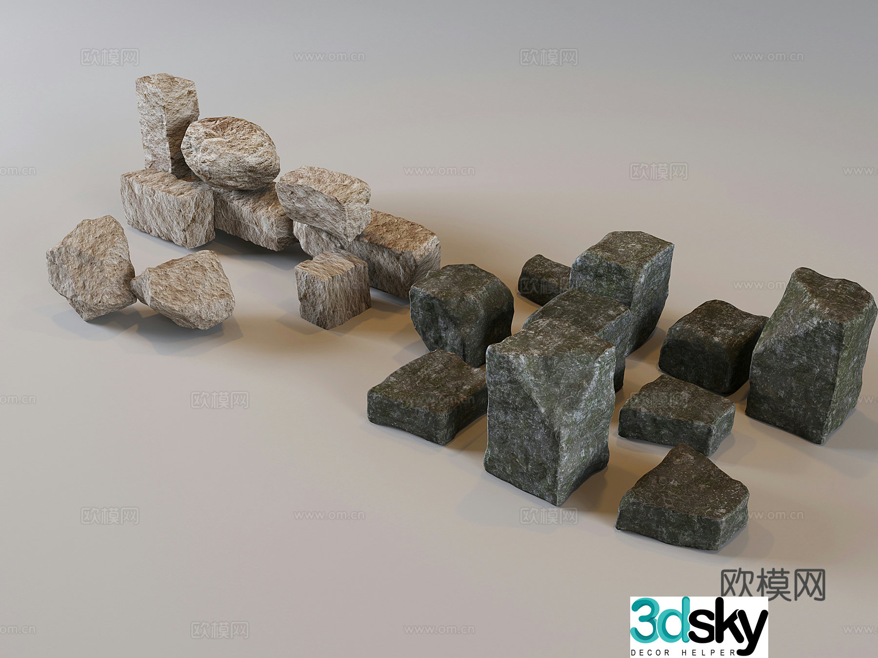 Modern stone stone strip stone Jingshi square stone stone pier stone bench 3D model