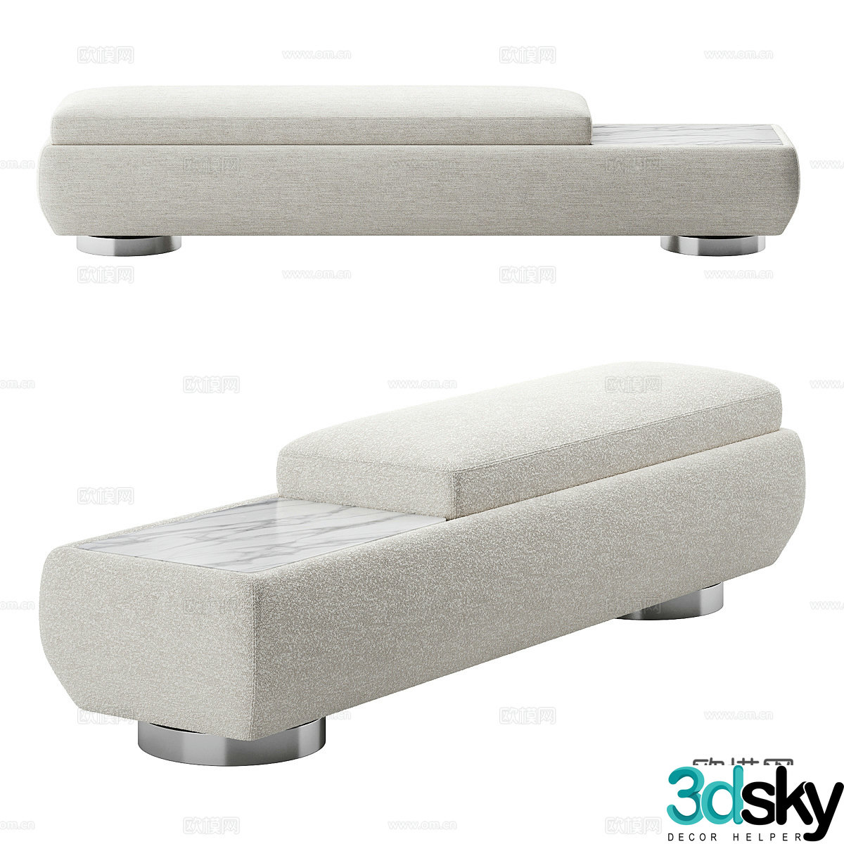 Modern Italian fabric bench 3d model