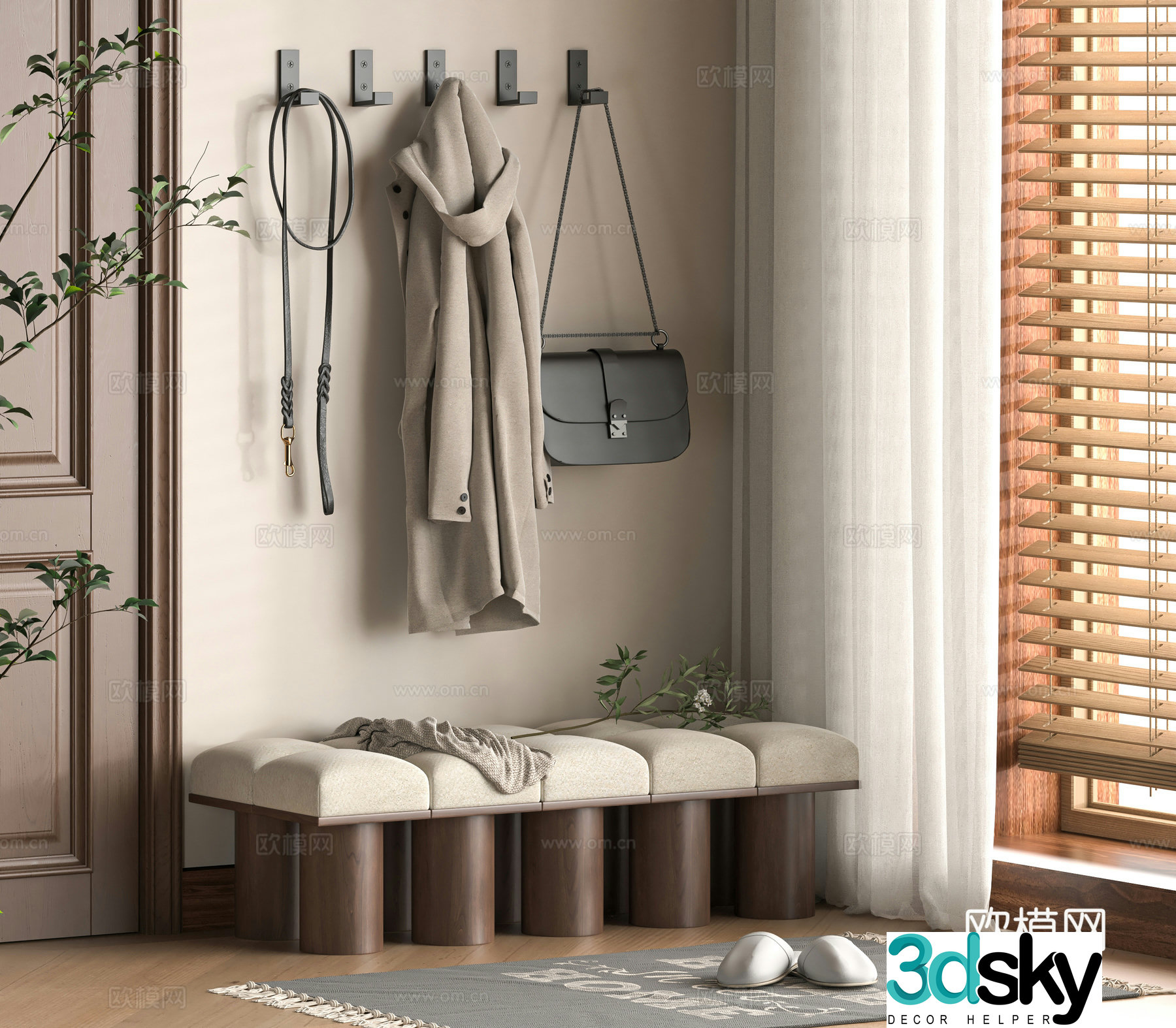 Modern shoe changing stool 3d model