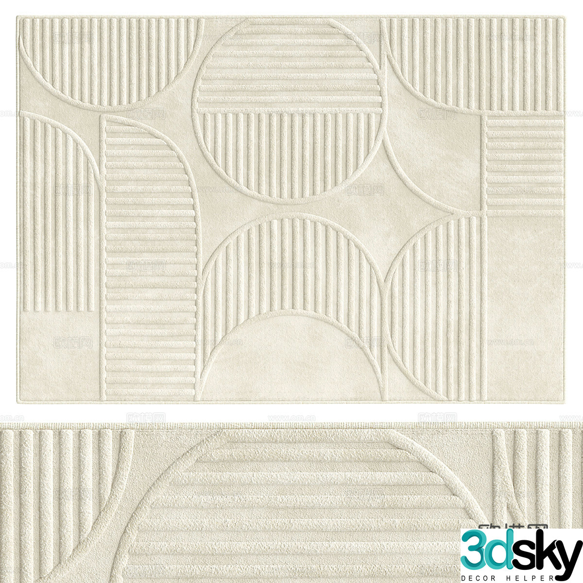 Modern cream style fabric carpet 3d model