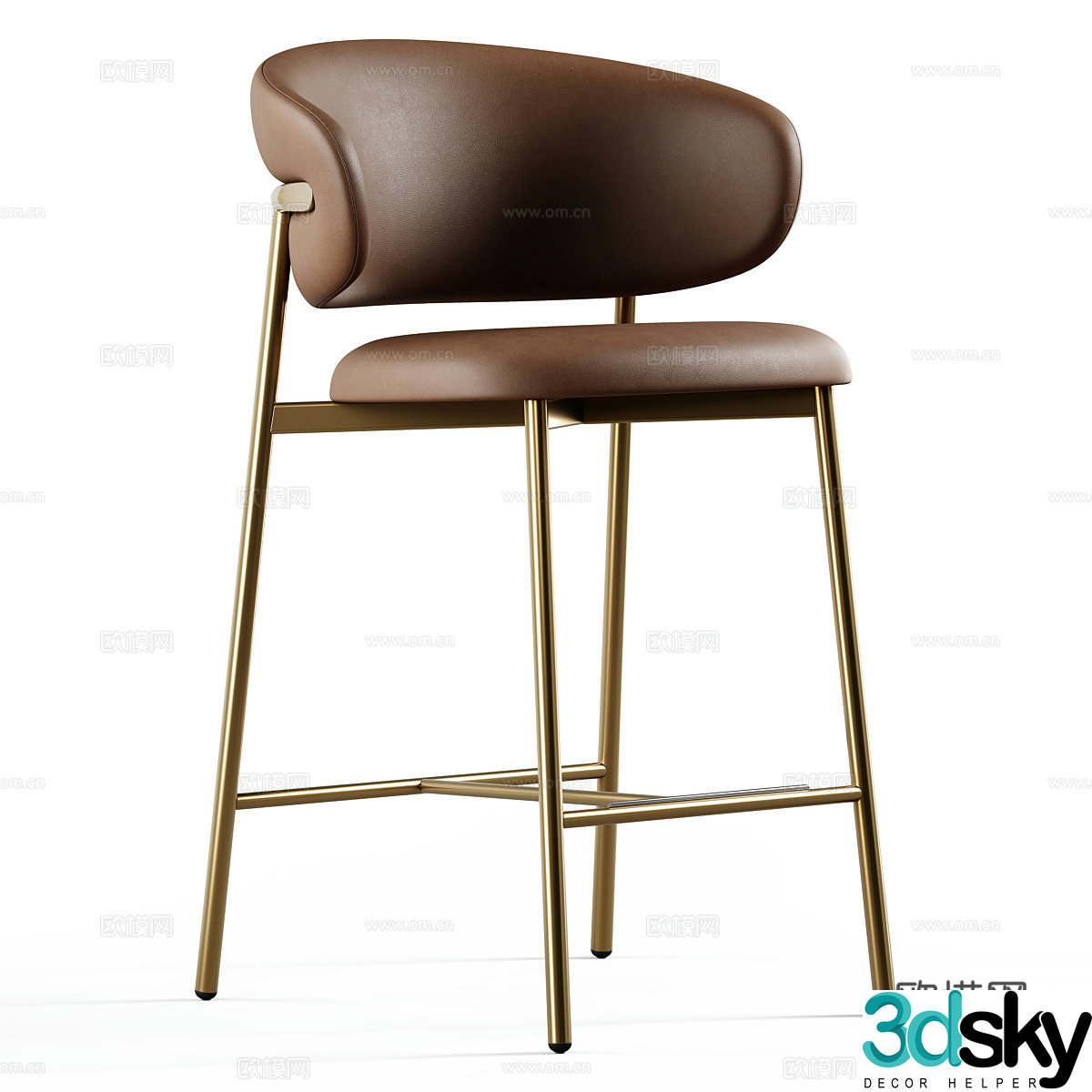 Modern Italian leather bar chair 3d model