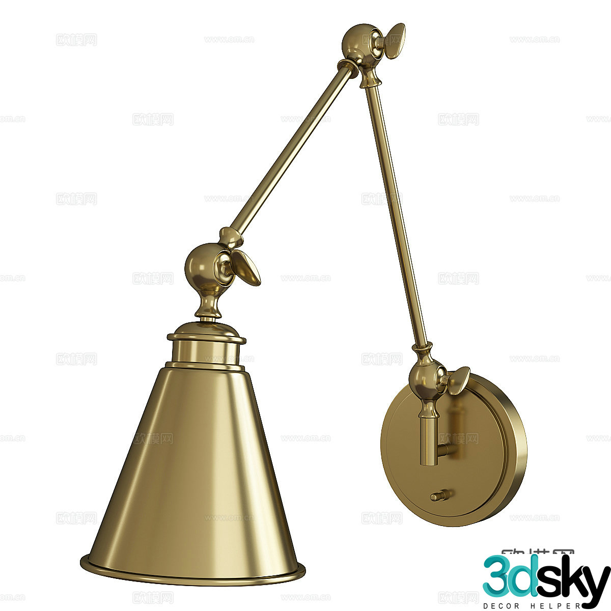 American retro metal wall lamp 3d model