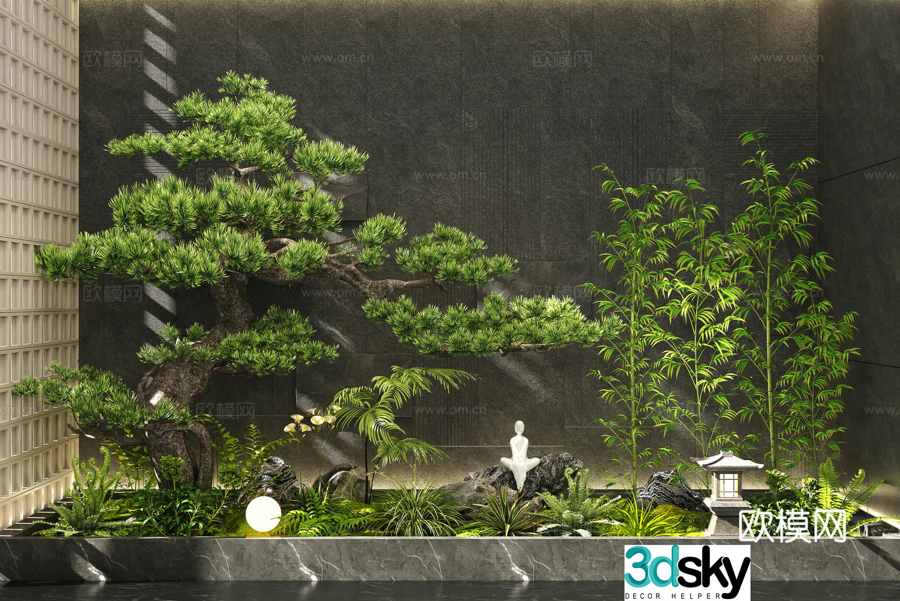 New Chinese interior landscape landscape landscaping plant landscape landscape tree pine tree courtyard landscape 3d model