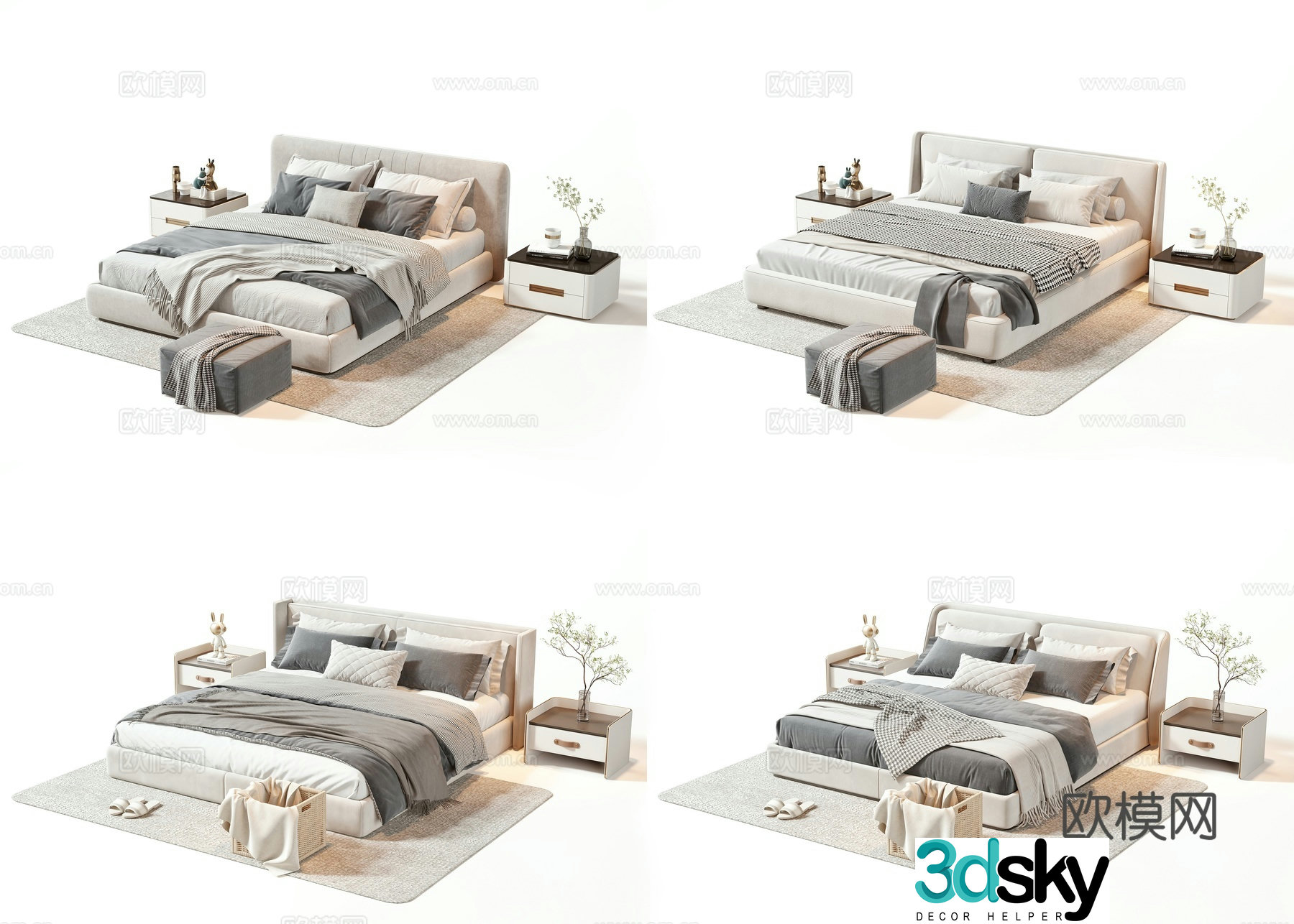 Modern double bed 3d model