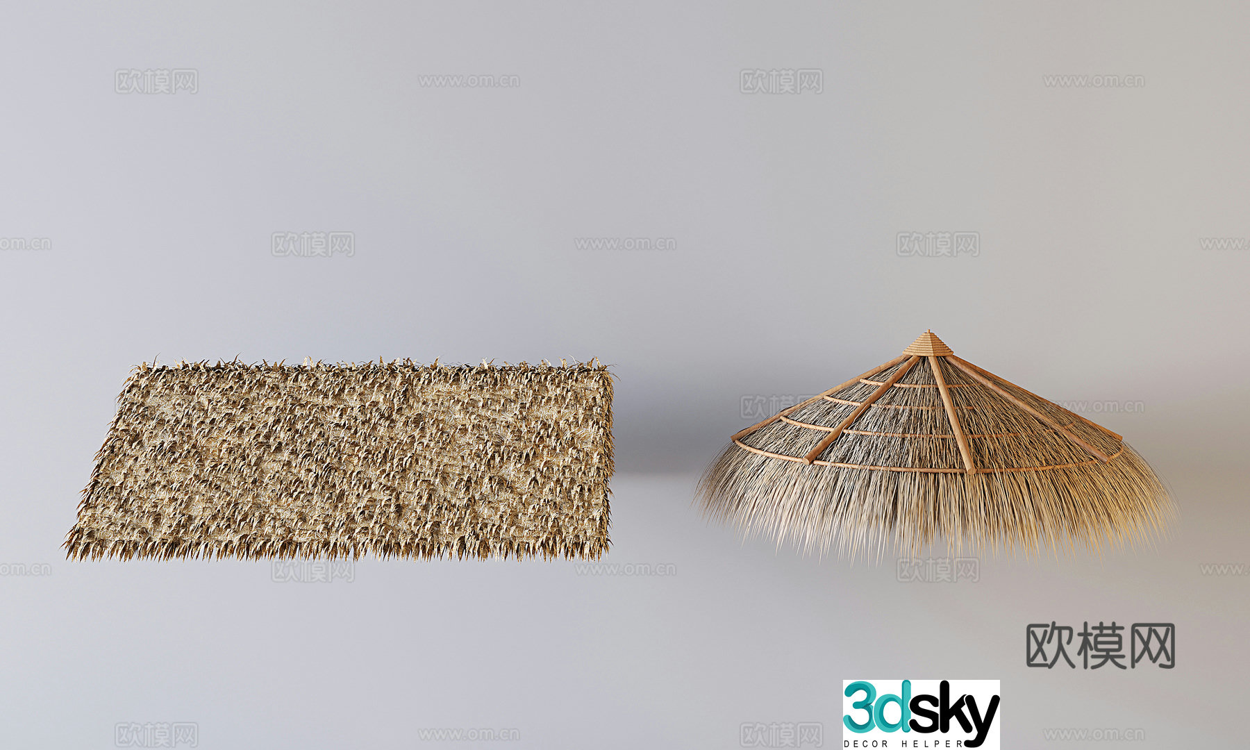Modern thatched hut roof Thatched hut square roof Round roof 3d model