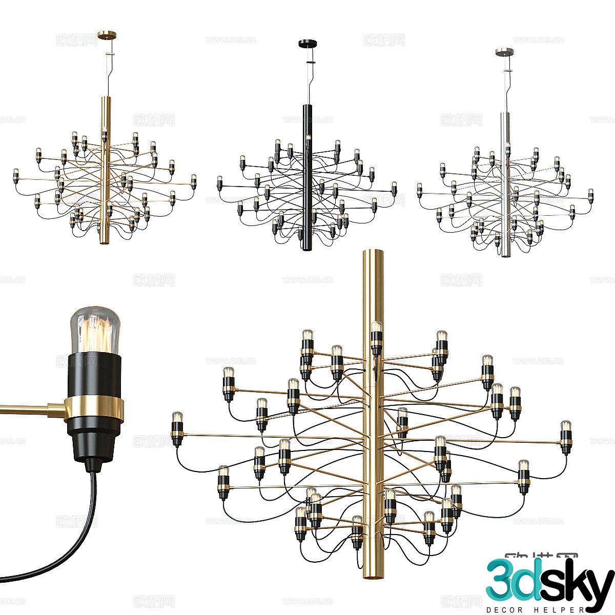 Modern light luxury decorative chandeliers 3d model