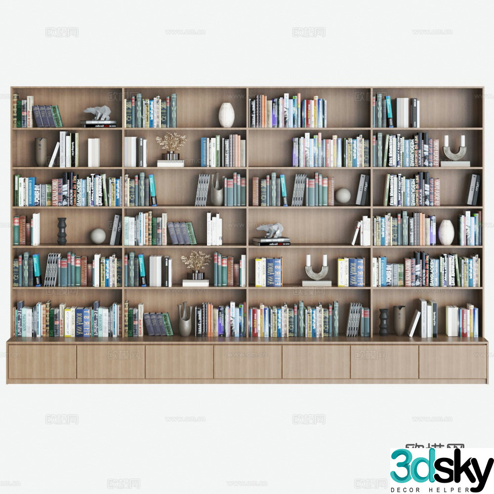 Modern bookcase Combination bookcase Study room bookcase Wall bookcase Middle style bookcase 3D model