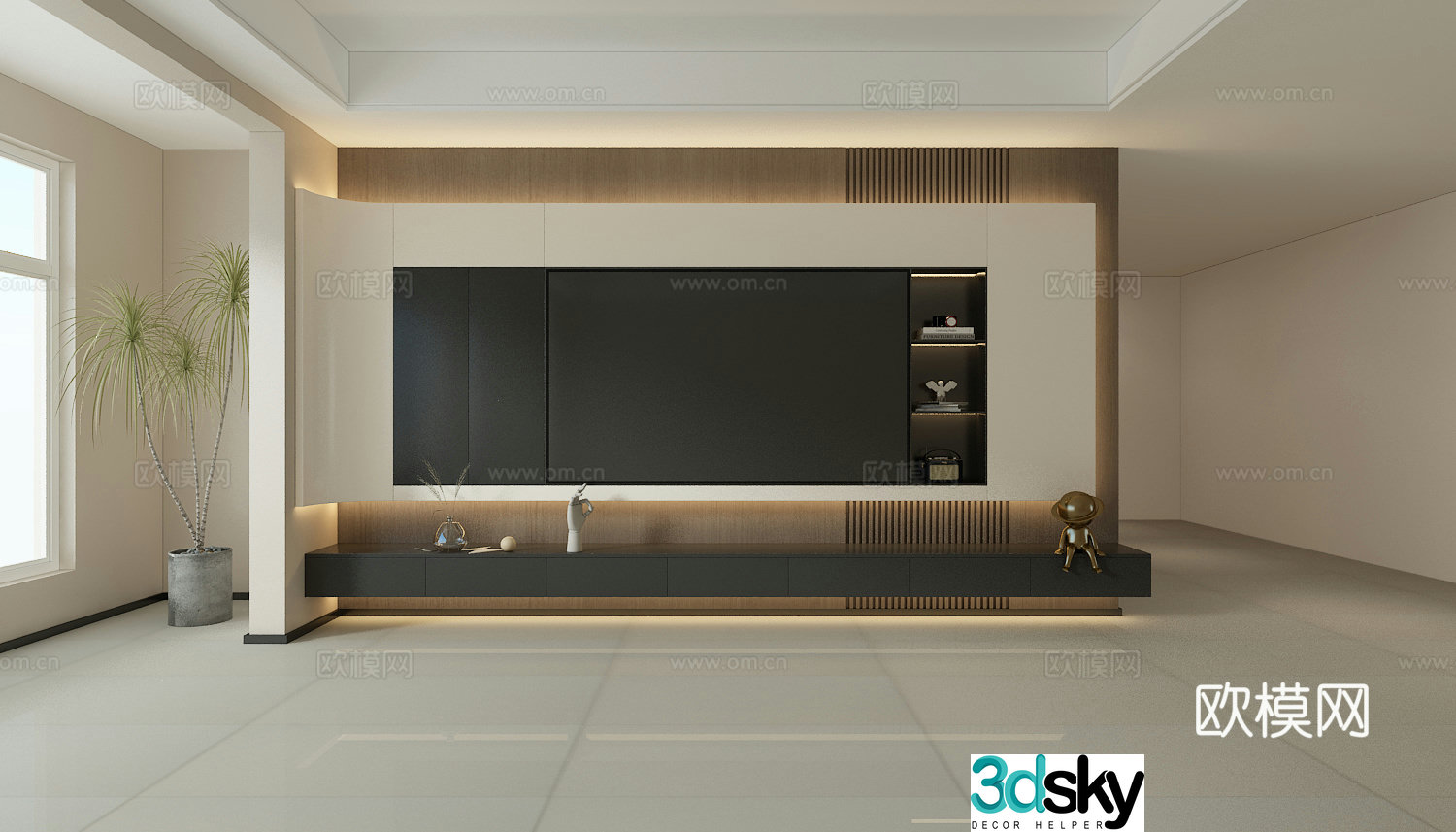 Modern TV background wall 3d model