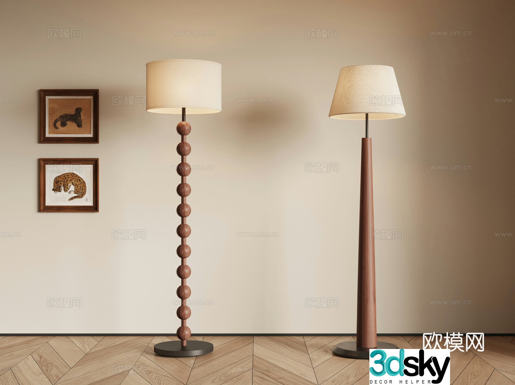 Middle-aged floor lamp 3d model