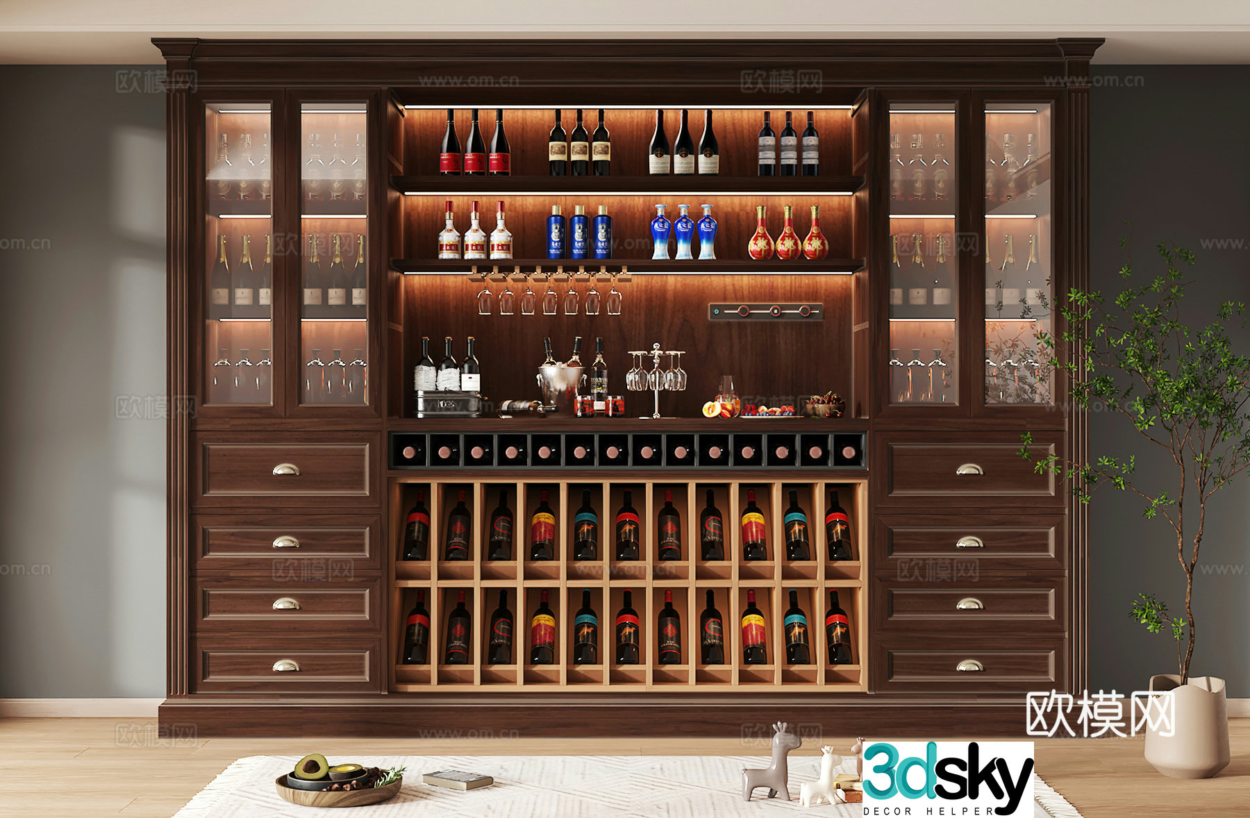 Wine cabinet design Wine cabinet red wine cabinet bar wine cabinet partition wine cabinet 3D model