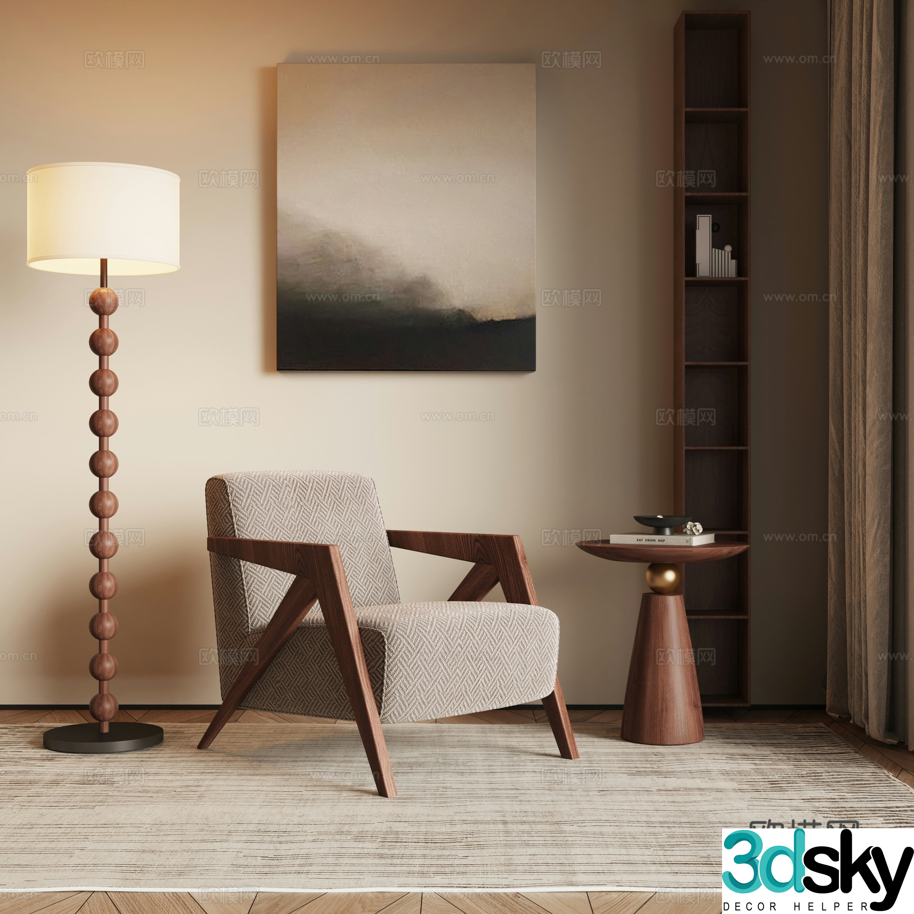 Medium style leisure chair 3d model