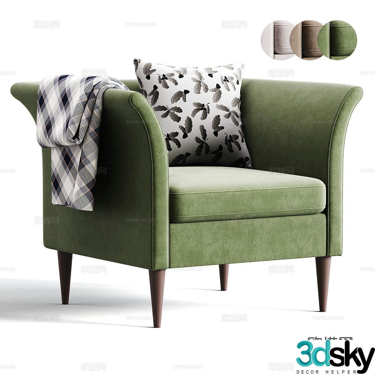 New Chinese style fabric leisure chair 3D model