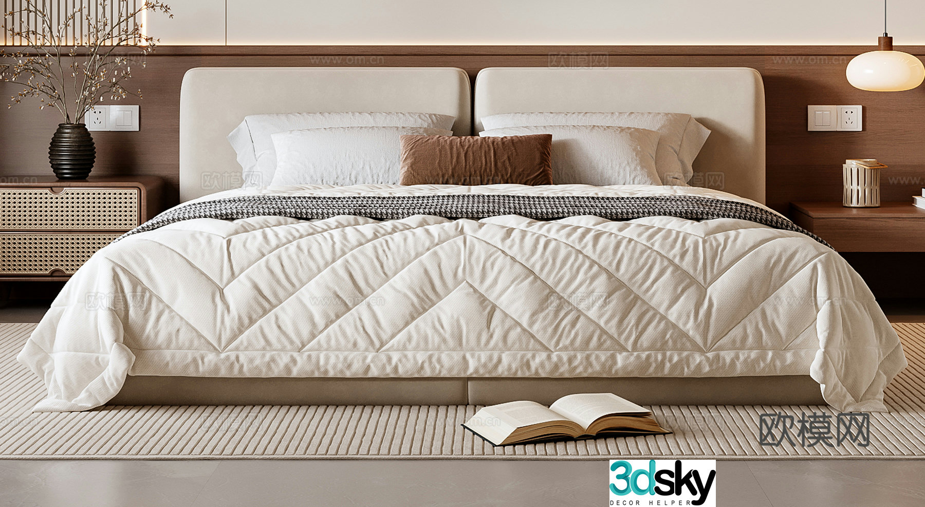 Middle-aged double bed 3D model