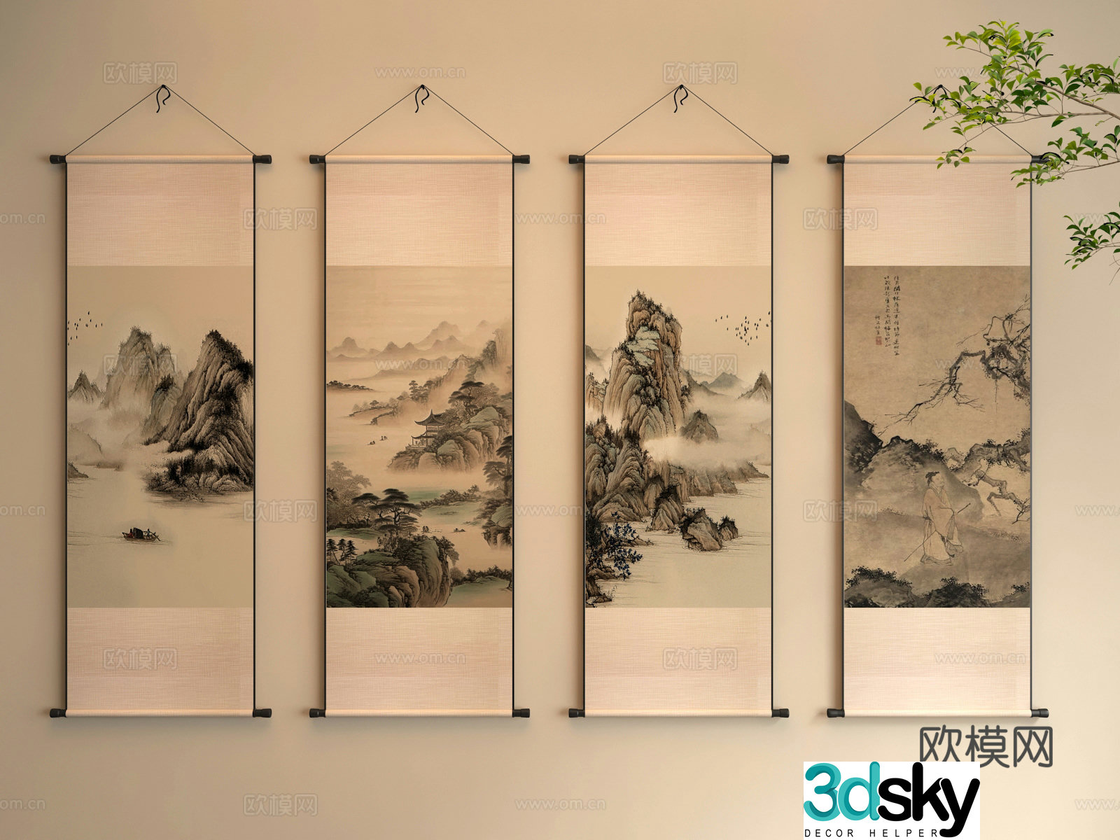 Song’s Chinese style hanging painting 3D model