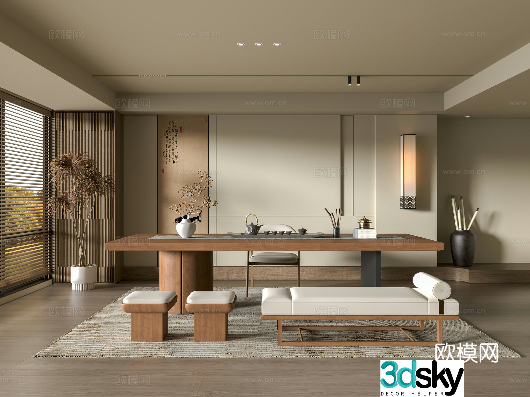 New Chinese style medieval style tea room Song style tea room 3D model