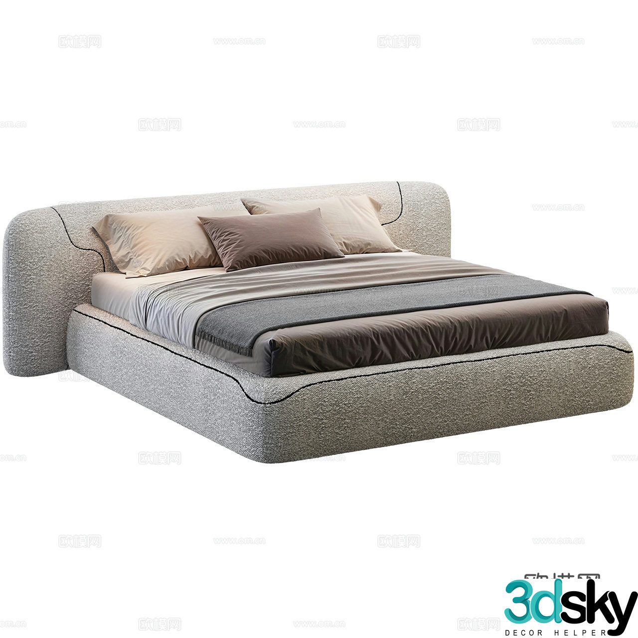 Molteni&C Italian bed Double bed Fabric double bed Minimalist double bed 3d model