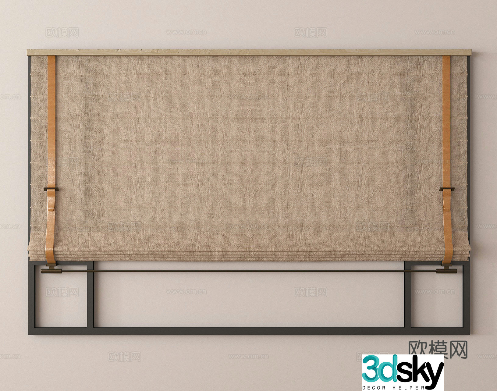 Roman curtain roller blind pull curtain 3d model