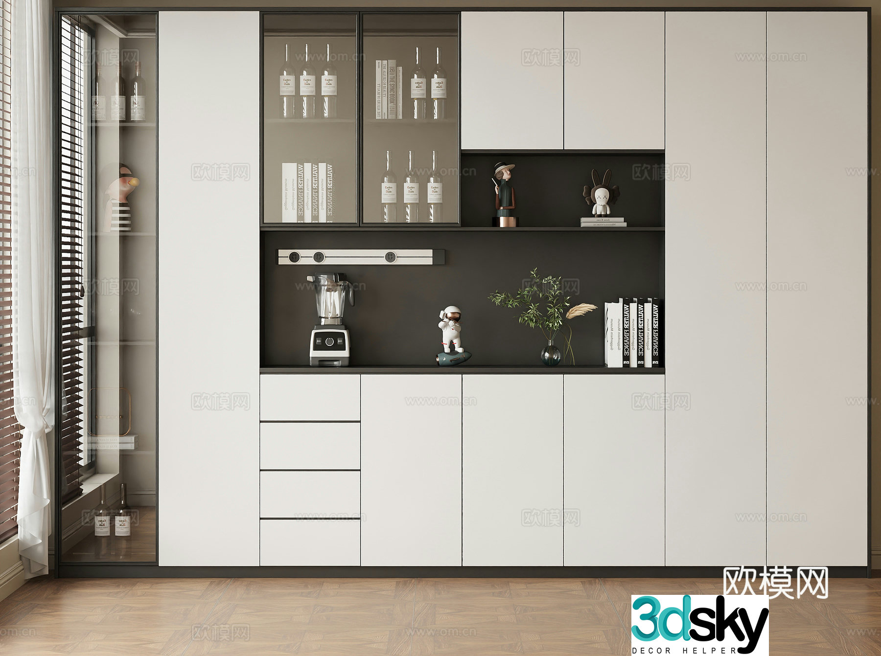 Modern wine cabinet glass wine cabinet finished wine cabinet bar wine cabinet 3D model