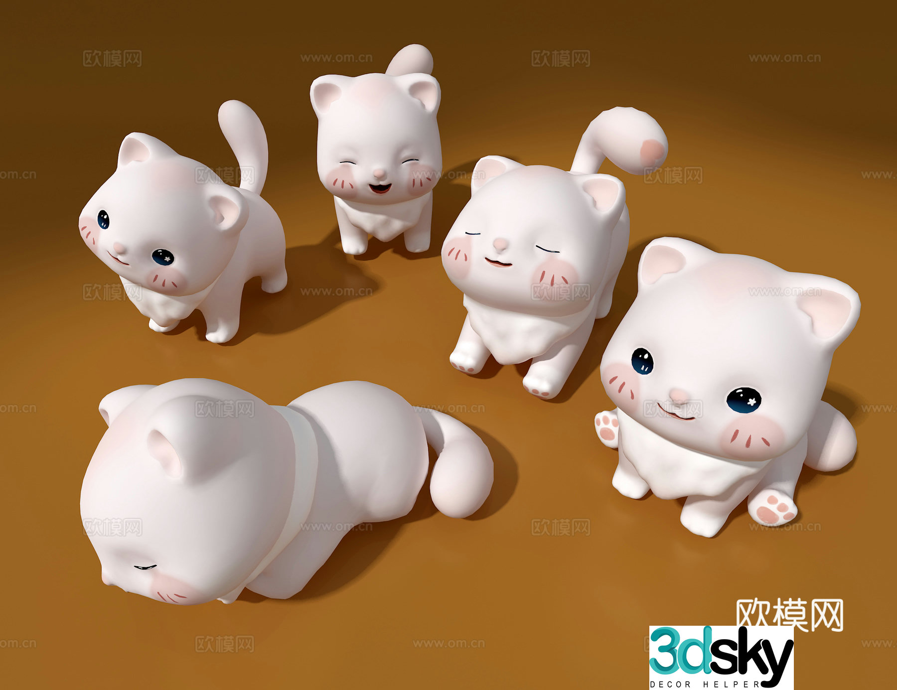 Kitten ornaments 3d model